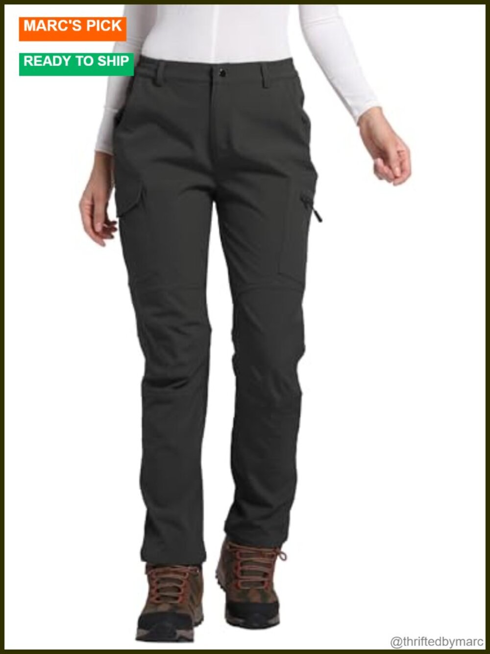Women's Fleece Lined Waterproof Hiking Pants Insulated Softshell Winter Snow